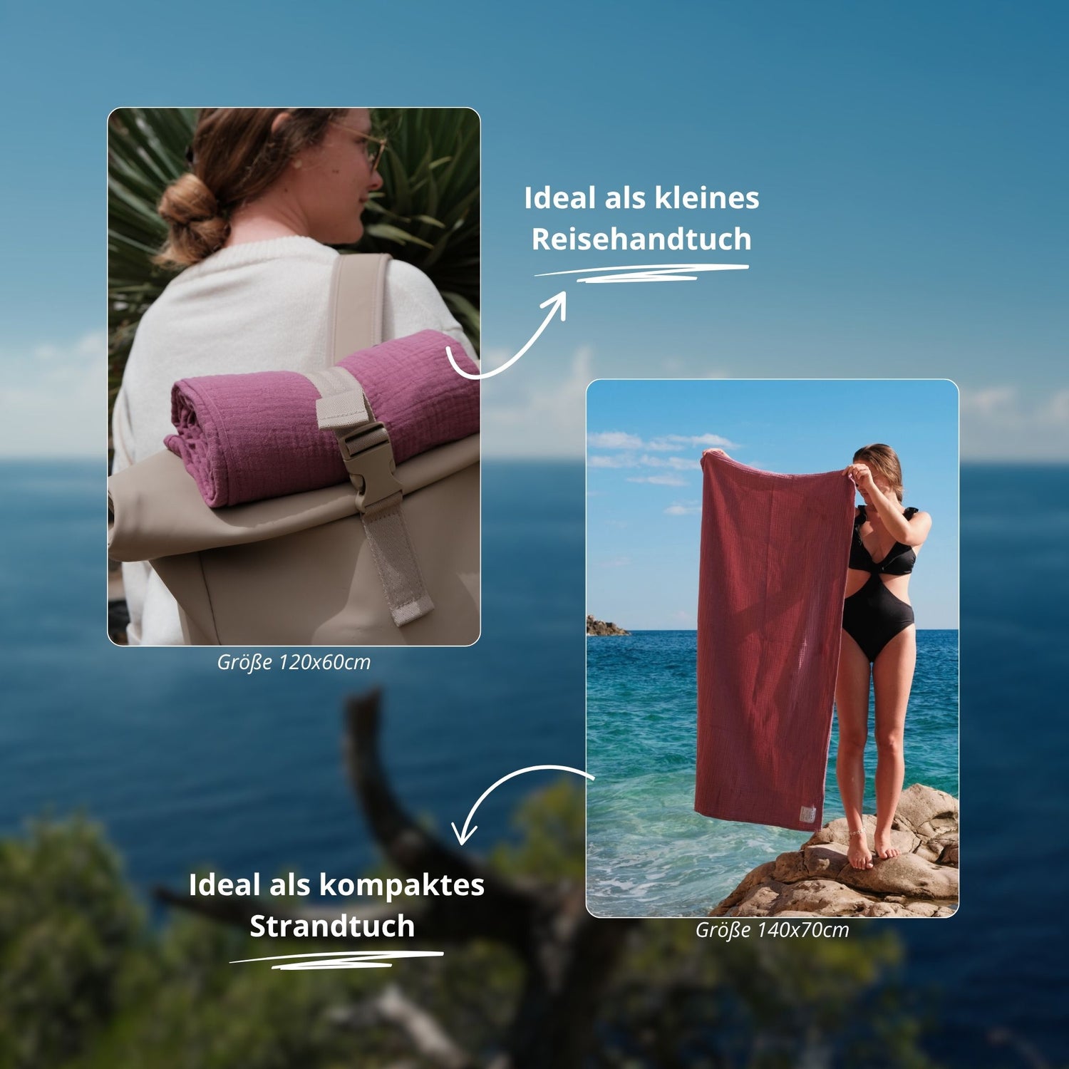 tripmate Reisehandtuch Größen ideals als kompaktes Strandtuch und kleines Reisehandtuch